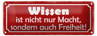 Produktbild von Blechschild Spruch 27x10cm wissen ist nicht nur Macht Dekoration