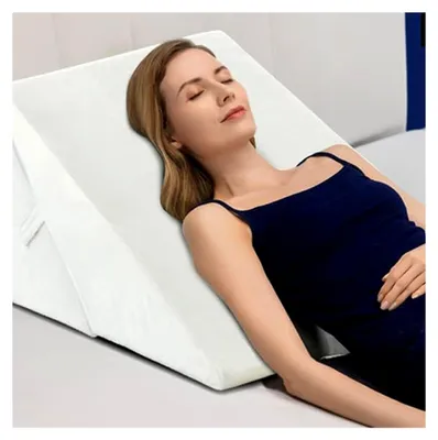 Produktbild von Ergonomisches Keilkissen für Bett und Sofa, Lesekissen aus Memory-Schaum, Rückenkissen für Spiele und Fernsehen, Rückenlehne mit waschbarem Bezug, 58 x 36 x 50,5 cm
