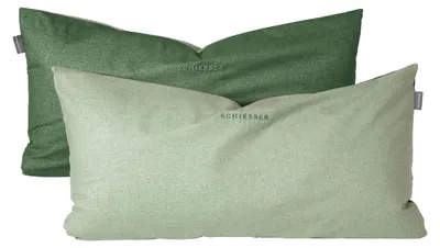 Produktbild von SCHIESSER Kissenhüllenset Doubleface | Zweifarbig | Renforcé | 2-teilig | 100% Baumwolle | Angenehm weich & glatt | YKK-Reißverschluss | 40x80 cm | Grün