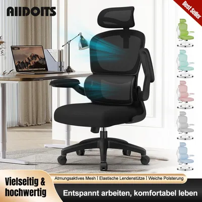 Obrázek produktu pro Ergonomická kancelářská židle s nastavitelnou opěrkou hlavy, podloketníky a bederní opěrkou, nosnost až 150 kg