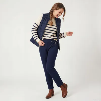Produktbild von Stoffhose mit Gummizug Kurzgröße 19 - 27 elegante Damen Schlupfhose mit Taschen