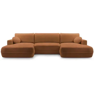 Produktbild von Ecksofa mit Schlaffunktion FIERO U, Farbe: Ziegelstein (Bubble10)