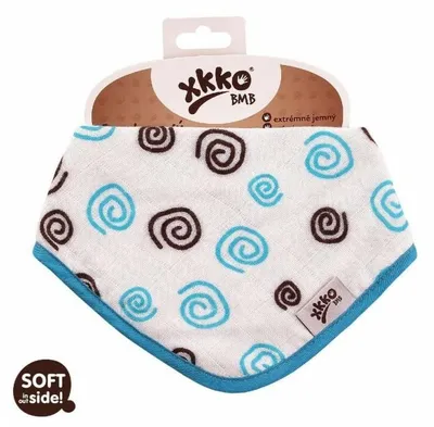 Obrázok produktu pre KIKKO Slintáčik/šatka bambusová Spirals&Bubbles, cyan spirals 1 ks