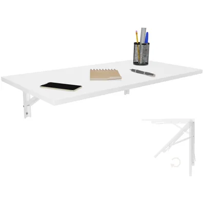 Obrázek produktu pro Skládací stůl na zeď Stolová deska 80x40 cm v bílé barvě Skládací stůl Jídelní stůl Kuchyňský stůl na zeď Barový stůl Stojací stůl Stůl na zeď Stůl