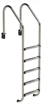 Produktbild von HAF Ideal Eichenwald 5 stufige Tiefbeckenleiter Weite Ausführung aus V2A Edelstahl | Stabile Edelstahlleiter für Einbaubecken ohne Überlaufrinne.