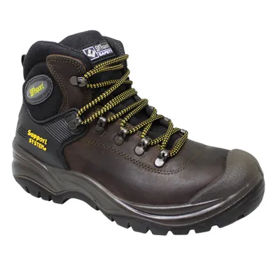 Productafbeelding van Grisport - Veiligheidsschoenen voor heren, model "Contractor", leder GS100 (maat 46 EU) (bruin)