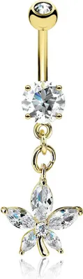Produktbild von Bauchnabelpiercing Piercing Blume Blüte Zirkonia Kristalle Nabelpiercing Bananabell Autiga® gold