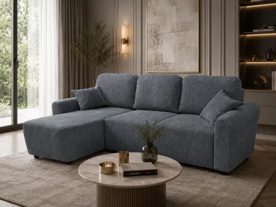 Produktbild von KSHOMECONCEPT - HENRY Modernes Universelles Ecksofa in Beige mit Schlaffunktion und Bettkasten