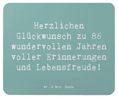 Produktbild von Mr. & Mrs. Panda Mouse Pad Spruch 86. Geburtstag - Meeresbrise - Geschenk, pc mauspad, mousematte, Geburtstagsgeschenk, Erinnerungen, Lebensfreude, Weisheit, Mousepad