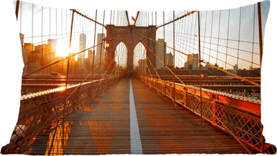 Produktbild von MuchoWow® Zierkissen Sofakissen Wohnzimmer Dekokissen 50x30 cm Brooklyn Bridge in New York bei Sonnenuntergang - Wohnzimmerdekoration - Polster mit Photo