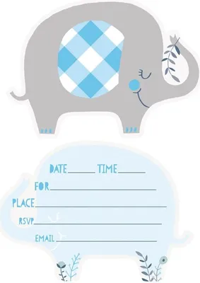 Produktbild von Baby Shower Elefant Junge 8 Einladungskarten