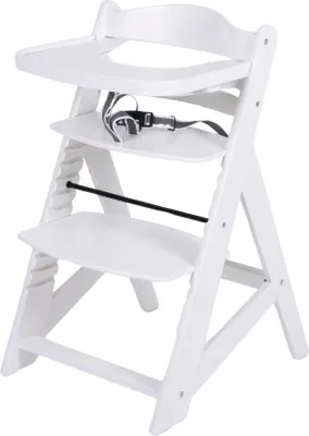 Produktbild von Buxibo Holz-Wachstumsstuhl für Kinder – inklusive Tablett – verstellbarer Hochstuhl für Komfort und Design – inklusive Kissen – 48 x 58 x 80 cm – Weiß