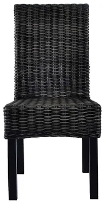 Produktbild von vidaXL Esszimmerstühle 2 Stk. Schwarz Kubu-Rattan und Mahagoniholz