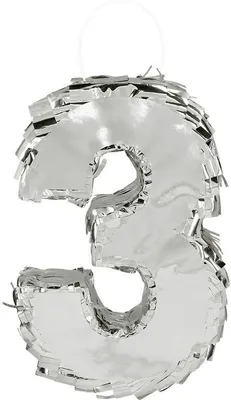 Produktbild von Boland Pinata für 3. Geburtstag oder Jubiläum, Zahl 3, silber glitzernd, 25x16x5 cm