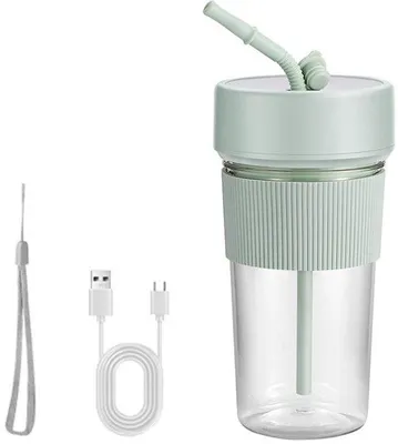 Zdjęcie produktu dla Kompaktowa, przenośna elektryczna wyciskarka do cytryn z uchwytami, ładowalny blender do koktajli owocowych, mini wyciskarka do cytryn do użytku wewnątrz i na zewnątrz (zielona)