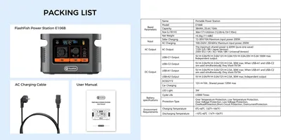 Image de Station d'alimentation portable - E106B - Batterie LiFePO4 - 600 W - 384 Wh - Onduleur sinusoïdal pur - 220 V - Prise européenne