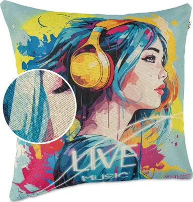 Produktbild von Dekokissen 40x40cm Kissenhülle ohne Füllung Designer Kissenbezug mit Reißverschluss Music Gobelin bunt