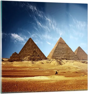 Produktbild von Bilder auf glas - Pyramide Wüste Sand - 30x30cm - Glasbilder - Wandbilder - Kunstdruck - zum Aufhängen bereit - Wanddekoration aus Glas - Glas Bilder - Wandbild auf Glas - Einteilig - GAC30x30-0211