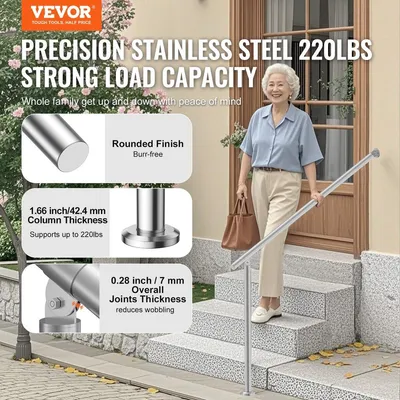 Obrázek produktu pro 47,3 palců (120 cm) Madla pro venkovní schody na verandu z nerezové oceli