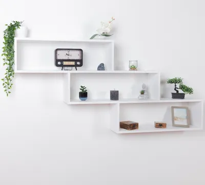 Produktbild von Hängeregal, Wandregal, Bücherregal - 180 cm breit, Kiefer Massivholz, Farbe: Weiß