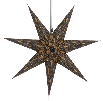 Papierstern 60 cm, faltbar, schwarz-gold, Fensterdeko