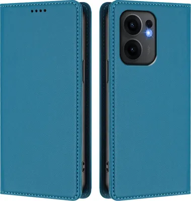 Produktbild von Handyhülle für Oppo Reno13 F 5G, Kunstleder Klapphülle Stoßfeste Magnetische Hülle mit Ständer Blau
