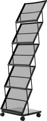 Produktbild von SucceBuy Faltbarer Prospektständer mit 5 Taschen, mobiler Literaturhalter für Broschüren, Kataloge und Zeitschriften – ideal für Messen, Ausstellungen und Büros.