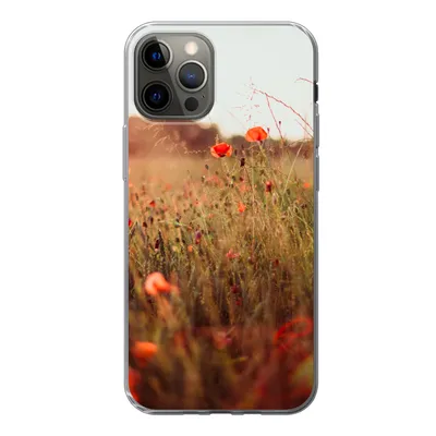 Produktbild von MuchoWow® Handyhülle Schutzhülle Hülle für iPhone 13 Pro Sonnenuntergang - Blumen - Rot Silikon Softcase Handy Hülle - Handy-Tasche