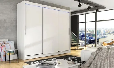 Obrázek produktu pro Široká šatní skříň 250 cm HORTENSIA 7 - bílá + RGB osvětlení
