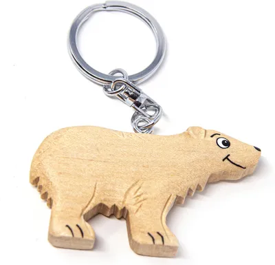 Image de Porte-clés en bois - ours polaire