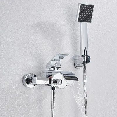 Produktbild von Badewannen Duscharmatur Wasserfall - Wandmontierter Einhebelmischer - 304 Edelstahl - Keramikkartusche - 150 cm Brauseschlauch - Chrom Chrome A