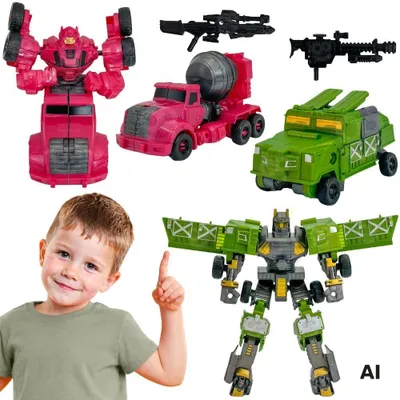 Productafbeelding van Woopie Transforming Robots 4-in-1 gevechtswagenset