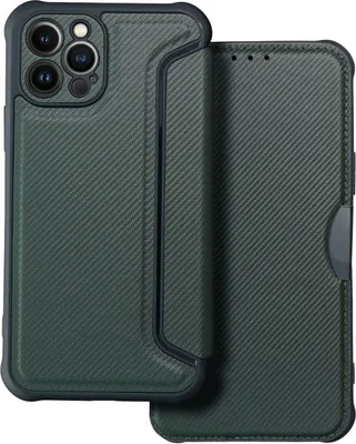 Produktbild von Handy Tasche "Razor" Buchtasche Hülle Magnet Carbon-Cover Kameraschutz kompatibel mit iPhone 14 Pro Max Grün