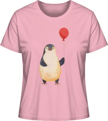 Produktbild von Mr. & Mrs. Panda Oberteil Damen Pinguin Luftballon Größe M - Baumwolle Pink - Geschenk, Neustart, Jahrmarkt, Basic T-Shirt, Lebenslust, Glück, Shirt Mit Spruch, Kirmes