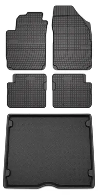 Zdjęcie produktu dla Dywaniki gumowe + mata bagażnika do Fiat Stilo 2003-2008 (kombi) – czarne, dopasowane – Wielganizator SolidPRO
