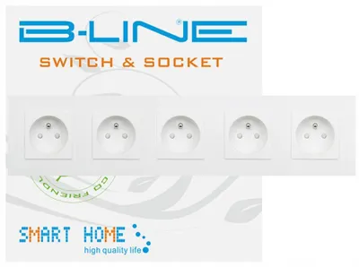 Produktbild von B-line 5-fach Steckdose weiß Kunststoff mit Schutzkontakt