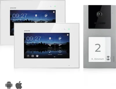 Produktbild von Video Türsprechanlage mit Smartphone App für 1 Familienhaus, Aufputz, 2x Monitore, Balter EVO WLAN