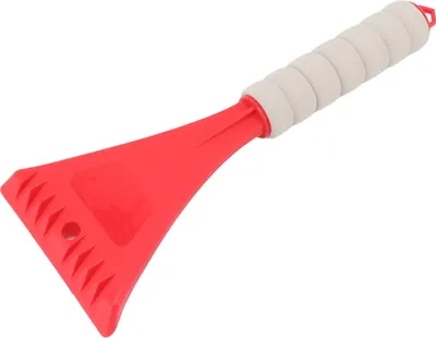 Image de Pelle à pare-brise de voiture Eva Poignée ergonomique Coin tanné sûr Grattoir à glace portable pour véhicule extérieur Rouge neige