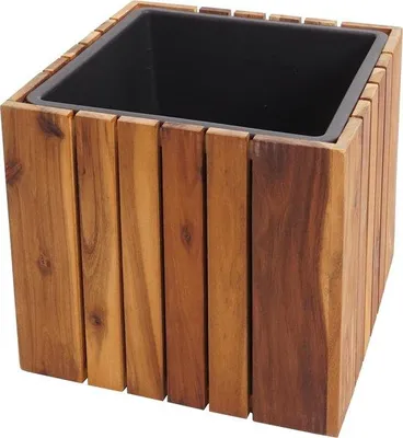 Produktbild von Quadratischer Blumenkübel 32x32x32cm braun Acaciaholz