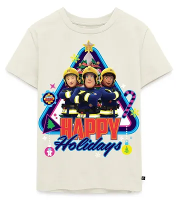 Produktbild von Spreadshirt Feuerwehrmann Sam™ Happy Holidays From The Team Kinder Premium T-Shirt, 110/116 (4 Jahre), Naturweiß