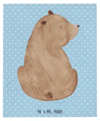 Produktbild von Mr. & Mrs. Panda Bettdecke Bär Schulterblick - Blau Pastell - Geschenk, Selbstachtung, Teddy, Kuscheldecke, Motivation, Wohndecke, Bären, Tagesdecke, Plaid, Sofaüberwurf