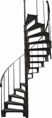 Produktbild von Casa Padrino Gusseisen Wendeltreppe mit Geländer linke Seite Schwarz H. 278 cm - Rustikale Spiraltreppe
