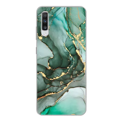 Produktbild von MuchoWow® Handyhülle Schutzhülle Hülle für Samsung Galaxy A70 Gold - Marmor - Grün - Luxus - Marmoroptik - Grau Silikon Softcase Handy Hülle - Schutzhaube