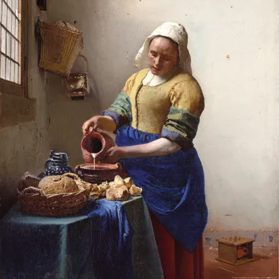 Zdjęcie produktu dla Johannes Vermeer Art Print Obraz - Mleczarka, 1658-1660 (70 x 70 cm)