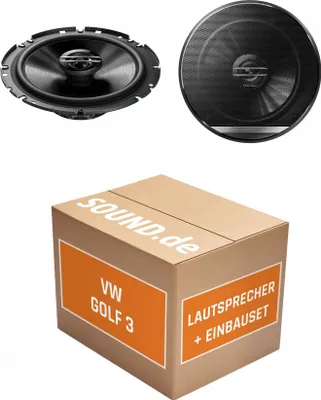 Produktbild von Lautsprecher Boxen Einbaupaket Armaturenbrett Pioneer TS-G1720F passend für VW Golf 3 Kompakt + 4/5 türig | 2x Tief-Mitteltöner mit integriertem Hochtöner 300W MAX