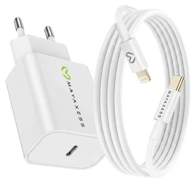 Produktbild von Mayaxess, 18W Netzteil für iPhone 8 + Lightning Kabel 1m, Weiß