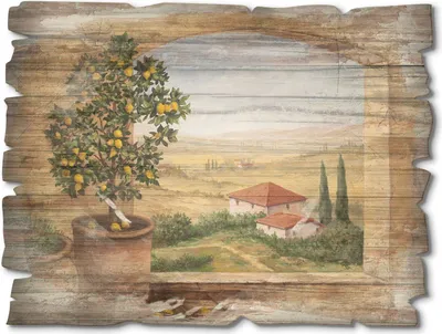 Produktbild von ARTland Holzbild Vintage Fenster in der Toskana Größe: 40x30 cm
