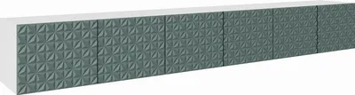 Produktbild von MEBLINI TV-Schrank 300cm Lang - Fernsehschrank - TV Lowboard Industrial - Unterschrank für Fernseher - TV-Unterschrank - TV-Schrank - Hängeschrank - CALIO - 300x40x41cm - Weiß Matt/Grün Matt