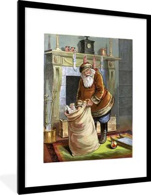 Produktbild von MuchoWow® MuchoWow® Gerahmtes Poster Weihnachtsmann - Weihnachtsgeschenk - Vintage 60x80 cm - Poster mit zchwarzem Bilderrahmen - Wohnzimmer - Dekorationen - Prämie