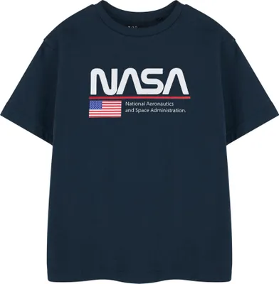 Produktbild von NASA - "Aeronautics And Space" T-Shirt für Kinder kurzärmlig NS8559 (128) (Marine)